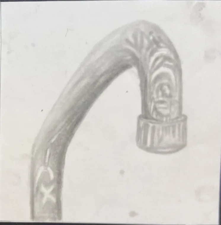 Carved Iron Handle, graphite by Wills McFadden