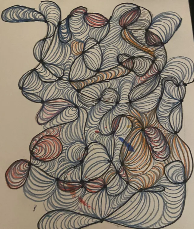 Contour Labyrinth, ink & colored pencil by Wills McFadden