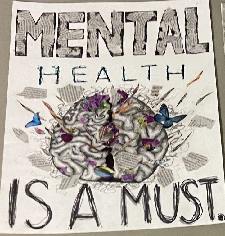 Mental Health Is a Must, ink & collage by Wills McFadden