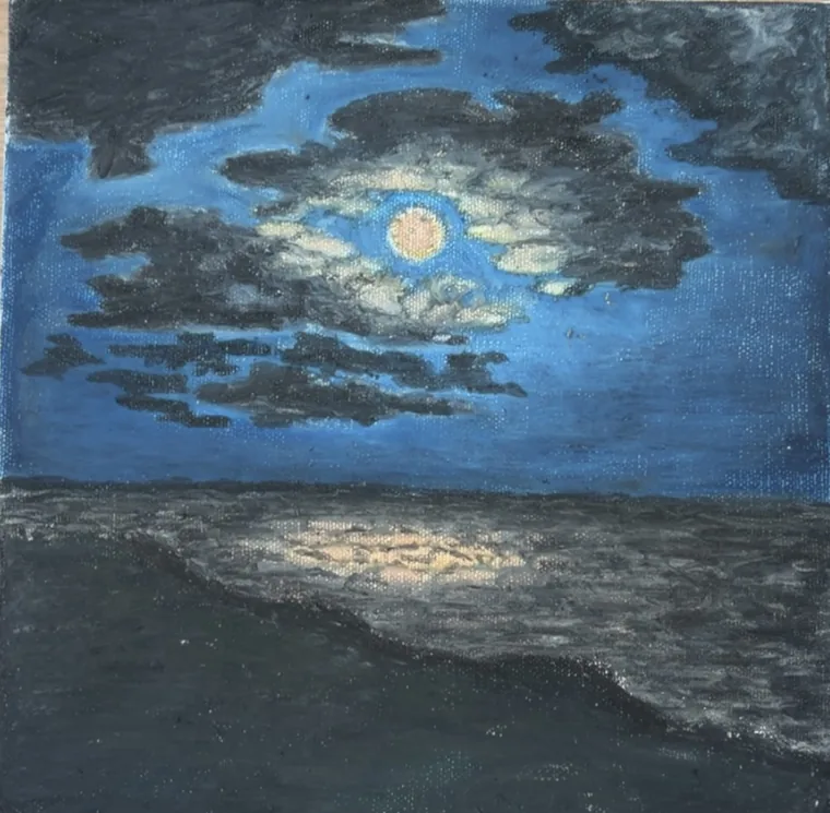 Moonlit Shore, paint on canvas by Wills McFadden