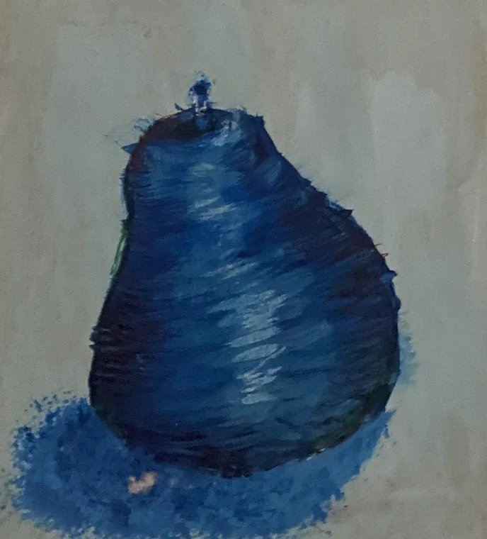 Pear in Cobalt, paint by Wills McFadden