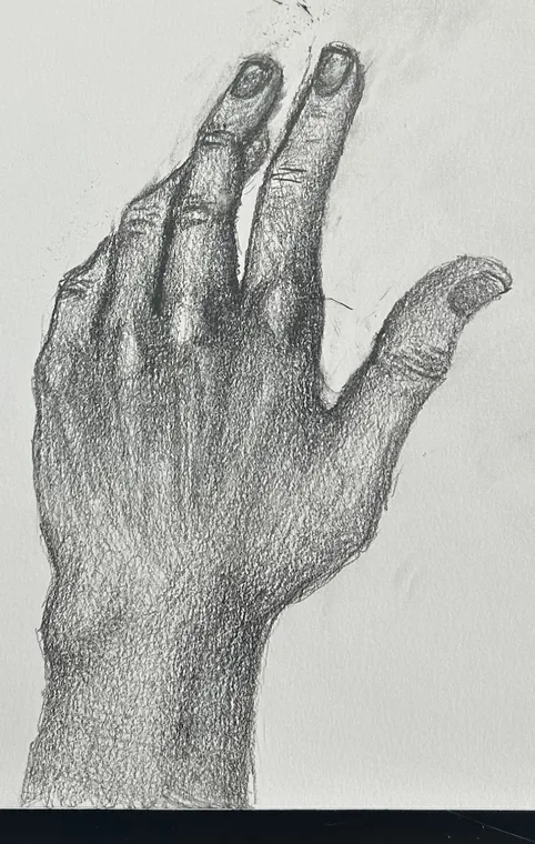 Reaching, graphite by Wills McFadden
