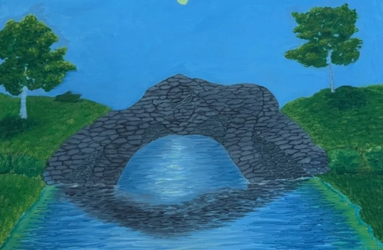 Stone Bridge Stream, paint on canvas by Wills McFadden